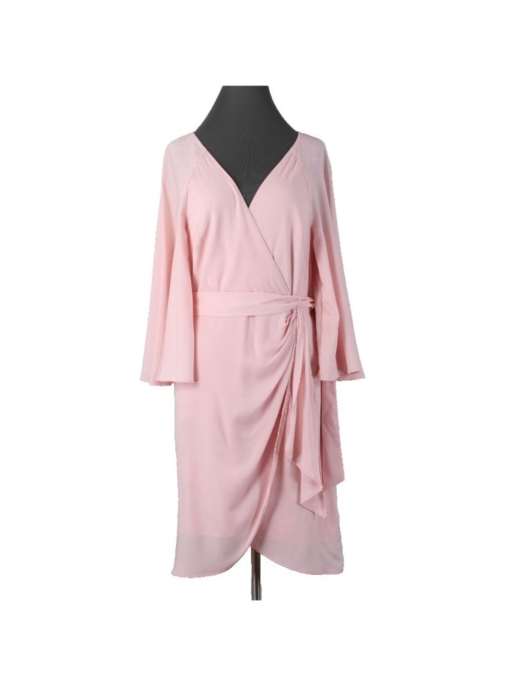 DKNY Dress NEW $129 Sz 8 Pink Ruched Belted V Neck Lined 100% Polyester Dress